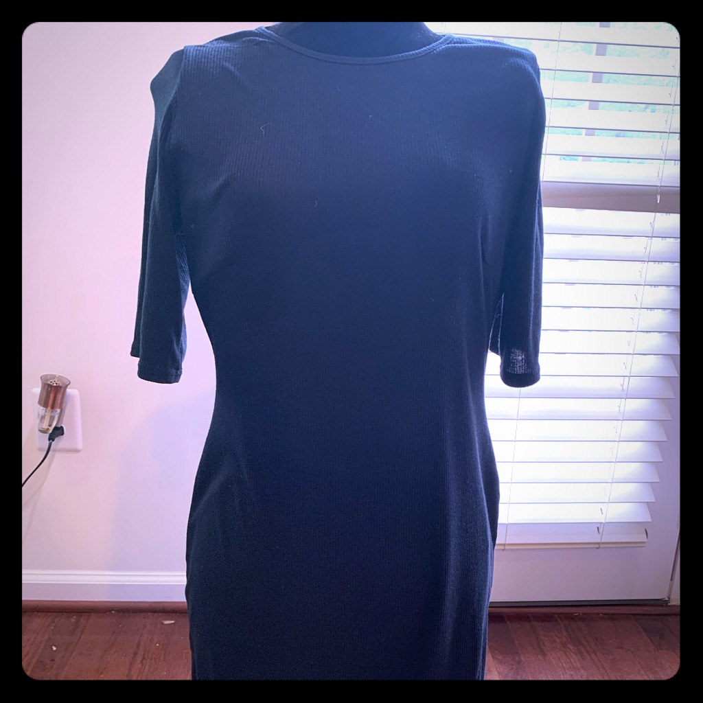 Ribbed Black Dress By Boohoo Sz. 16